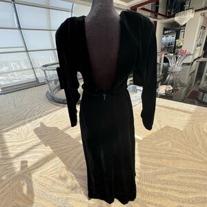 Vintage Black Velvet Long Sleeve Dress